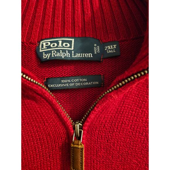 Polo by Ralph Lauren red quarter-zip mockneck sweater sz 2XLT tall MT94 - Picture 5 of 6